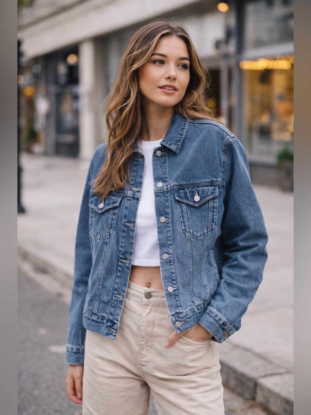 Alex Mill Denim Jacket Women’s Large Blue Classic Trucker EUC